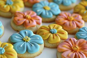 fleur biscuits de turquoise Jaune et Orange couleurs photo