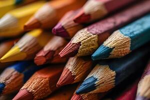 macro photo coloré coloré des crayons