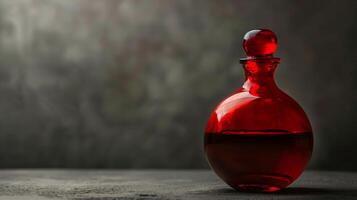 le rouge potion bouteille de le milieu âge, verre bouteille. généré par artificiel intelligence. photo