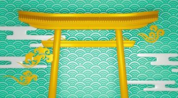 podium géométrique torii tradition japonaise podium.rendu 3d photo