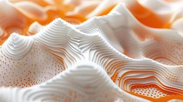 ai généré un abstrait Contexte avec blanc et Orange topographique vagues, avec Orange points sur le surface. topographique modèle, carte, géométrique formes. généré par artificiel intelligence. photo