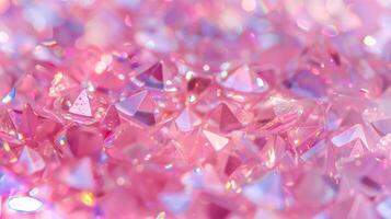 une modèle avec pastel lumière rose Couleur strass. cristaux, diamants, pétillant. généré par artificiel intelligence. photo