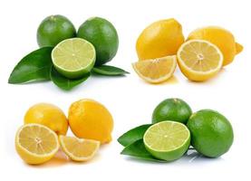 citron vert et citron sur fond blanc photo