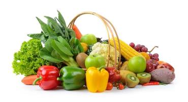 légumes et fruits sur fond blanc photo