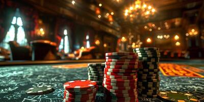 ai généré poker frites sur table dans casino photo