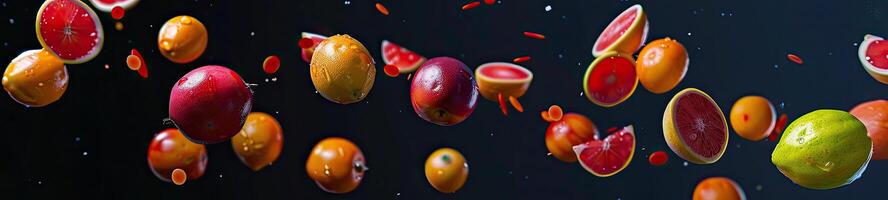 éclairé en studio chute fruit bannière photo