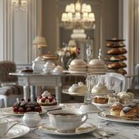 luxe boulangerie sur élégant à manger table photo