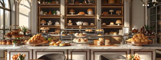 luxe boulangerie sur élégant à manger table photo