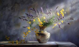 violet sauvage fleurs dans vase photo