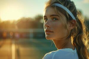 ai généré femme en jouant tennis. ai généré photo