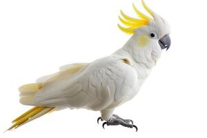 ai généré à huppe jaune cacatoès cacatua sulfurée isolé sur blanc Contexte photo