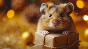 ai généré hamster séance sur Haut de boîte photo