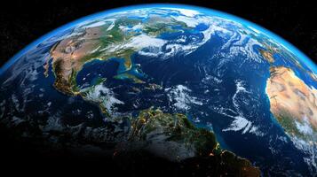ai généré Terre vue de espace de L'Europe  et Afrique photo
