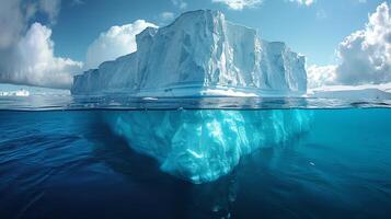 ai généré massif iceberg dérive dans océan cloudscape photo