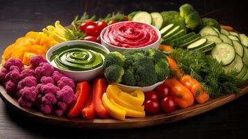ai généré coloré végétarien plat célébrer Naturel les saveurs. génératif ai photo