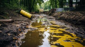 ai généré toxique déchets infiltrant le sol, provoquant écologique préjudice. génératif ai photo