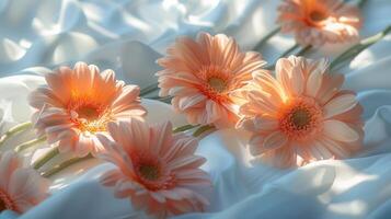 ai généré Orange fleurs dans vase sur table photo