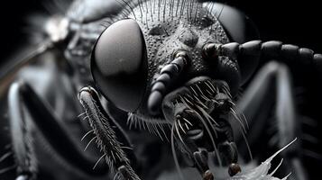 ai généré une fermer de une monochrome insecte dans fascinant détail. génératif ai photo