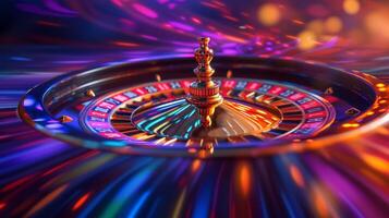 ai généré le roulette roue dans mouvement, une tourbillon de couleurs et possibilités photo