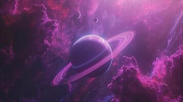 ai généré un image de une planète ensemble contre une fascinant galaxie toile de fond avec une violet teinte photo