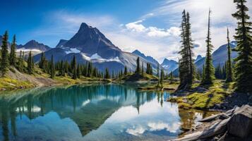 ai généré une robuste région sauvage avec une parfait Montagne lac. génératif ai photo