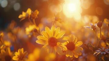 ai généré tournesols champ en dessous de Soleil photo