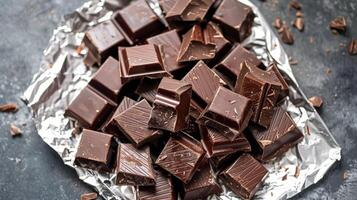 ai généré proche en haut de Chocolat sur étain déjouer photo