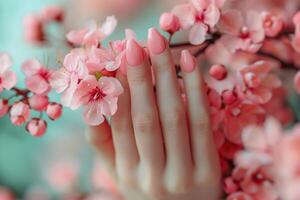 ai généré les femmes main en portant rose fleur photo