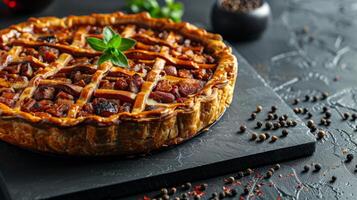 ai généré deux petit tartes sur en bois Coupe planche photo