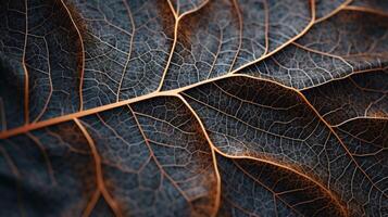 ai généré fascinant hyper Zoom dans le complexe motifs de une feuille. génératif ai photo