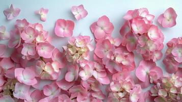 ai généré rose et blanc fleurs sur table photo