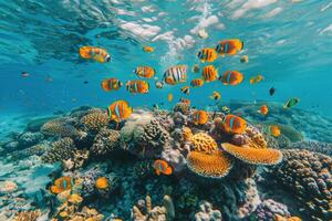 ai généré école de poisson nager dans l'eau photo