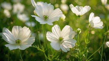 ai généré champ de blanc marguerites en dessous de Soleil photo