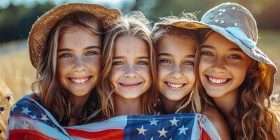 ai généré deux Jeune les filles étreindre dans champ photo