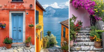 ai généré maison couvert dans fleurs photo