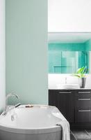 salle de bain moderne utilisant des couleurs pastel vertes douces photo