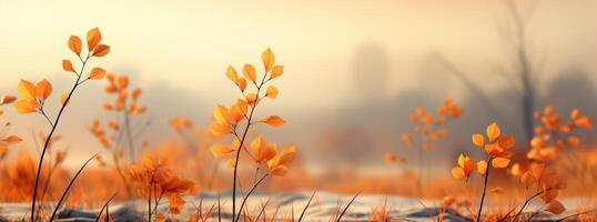 ai généré l'automne feuilles sont diffusion tout plus de le sol photo