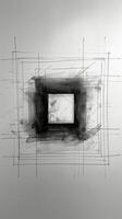 ai généré abstrait noir et blanc tunnel la perspective dessin sur une gris Contexte photo