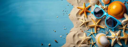 étoile de mer et coquillages sur une sablonneux plage photo
