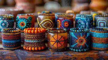 assorti bracelets arrangé sur table photo