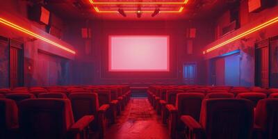 vide théâtre avec rouge lumières et gros écran photo