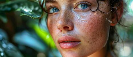 ai généré voir le captivant séduire de une Jeune femme, sa sans faille complexion et frappant Caractéristiques exsudant intemporel la grâce photo