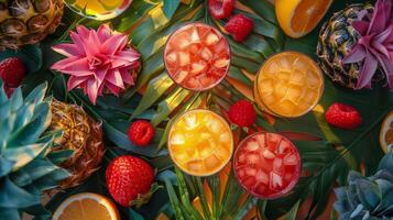 ai généré variété de des fruits affiché sur une table photo