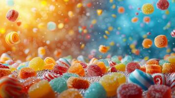 assorti des sucreries flottant dans le air photo
