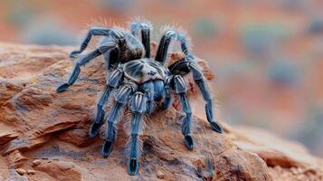 proche en haut de une araignée sur une Roche photo