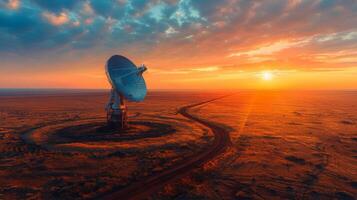 Satellite plat dans désert photo