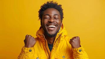 homme avec dreadlocks et Jaune veste photo