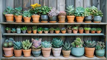 étagère rempli avec mis en pot les plantes photo