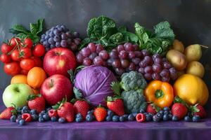 abondance de Frais produire coloré des fruits et des légumes sur afficher photo