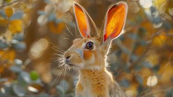 proche en haut de une lapins visage sur gris Contexte photo